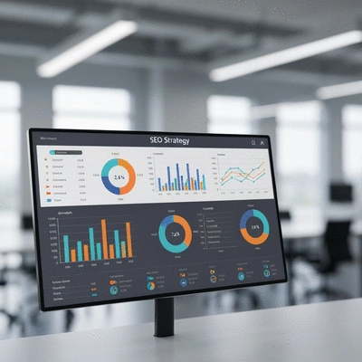 SEO strategy charts showing growth and engagement metrics